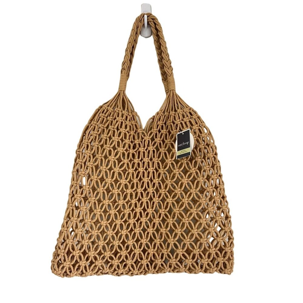 West Loop Tan Woven Beach Market Bag One Size